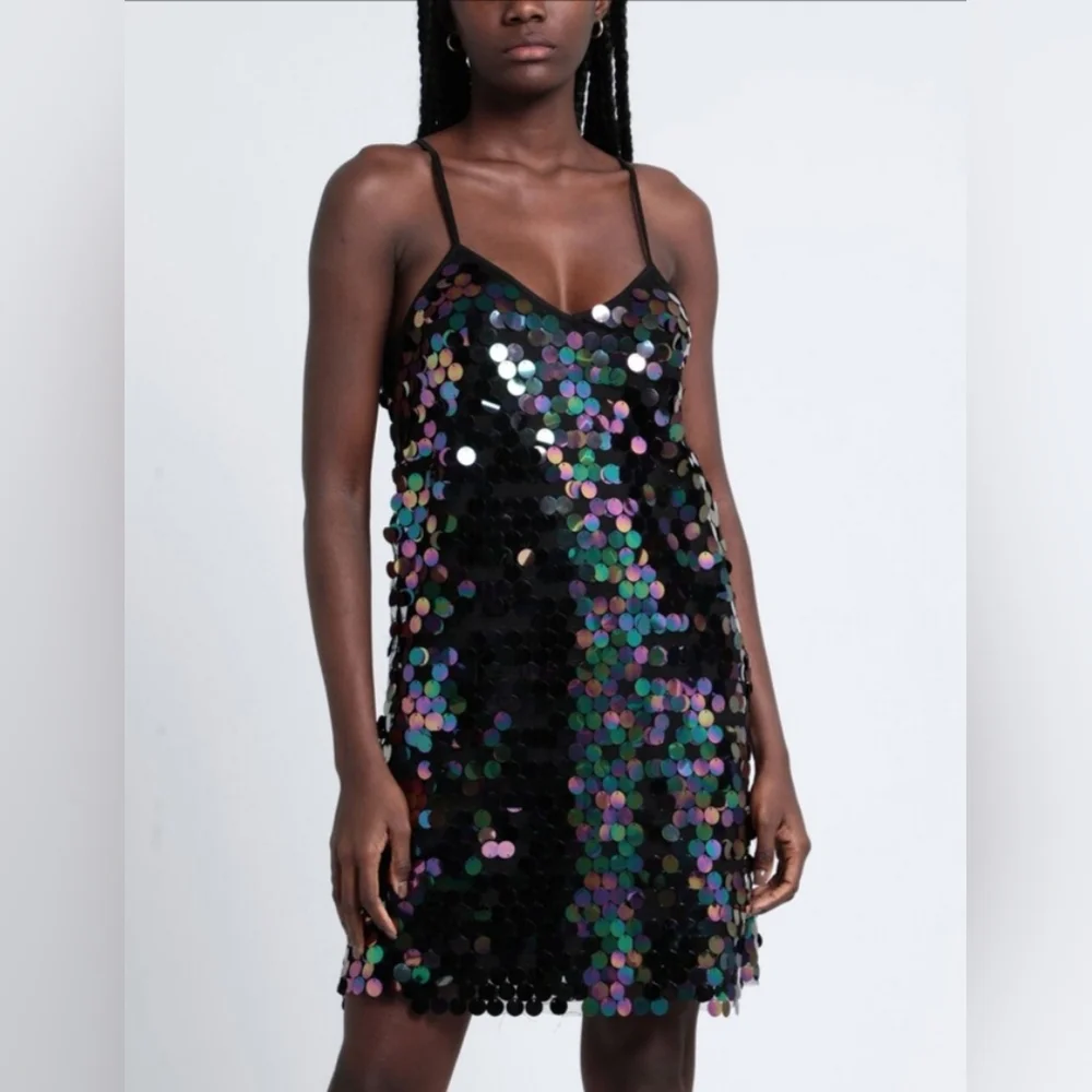 NWT Onlemili S/l Sequins Black Short Party Holiday Sexy Mini Dress - Picture 8 of 16